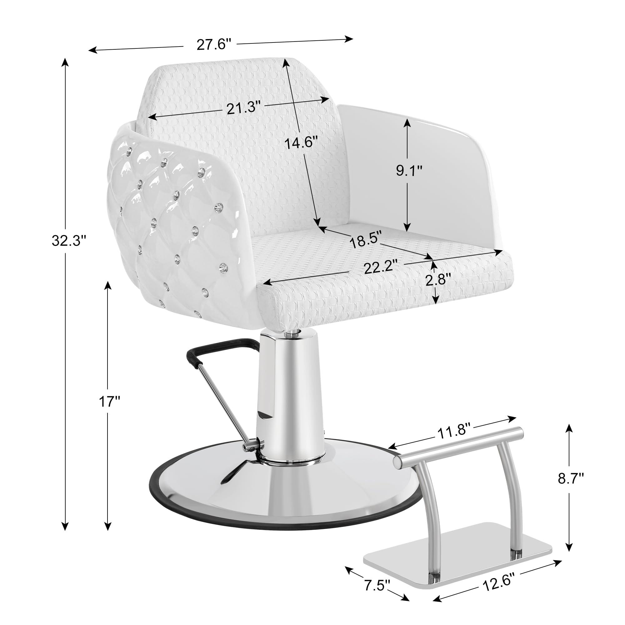 BarberPub BarberPub Salon Chair for Hair Stylist, Styling Chair for Home Salon Barbershop 8609 (White)