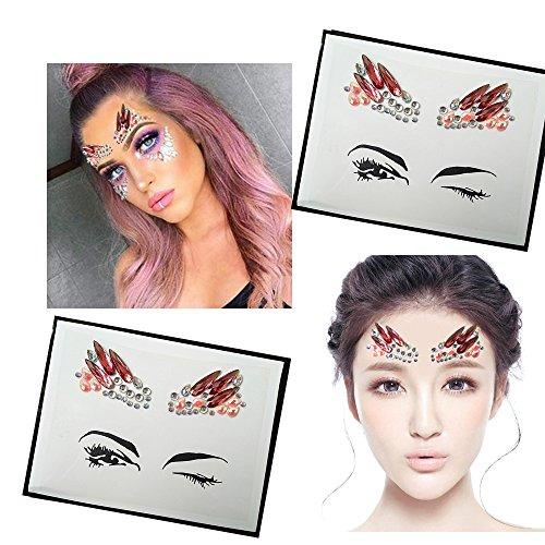 LINGREAL LINGREAL Crystal Sticker Rhinestone Jewelry Sticker Temporoary Tattoos Collections for Girls Ladies Face and Bra Breast
