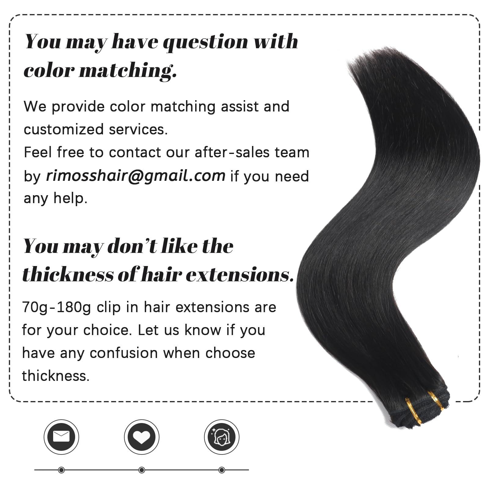 Rimoss Clip in Hair Extensions Real Human Hair 150g Soft Jet Black Straight Hair Extensions Real Human Hair Clip ins, Rimoss Premium 7pcs Remy Human Hair Clip in Extensions for Women (#1 18 Inch)