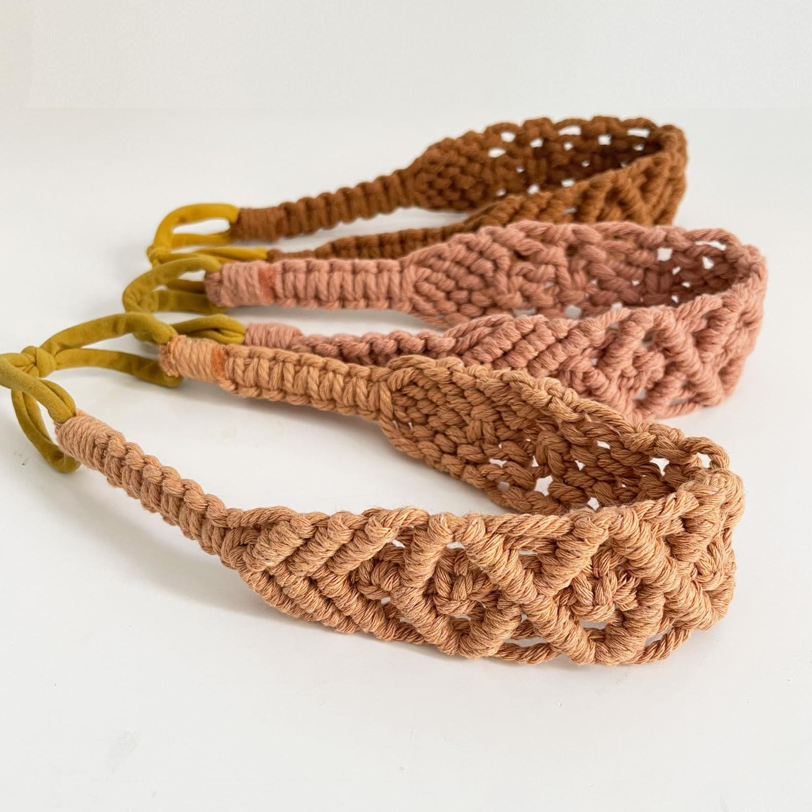 Jseng Jseng Crochet Headbands Handmade Bohemian knit Headband for Women Summer Beach Headbands 3Packs