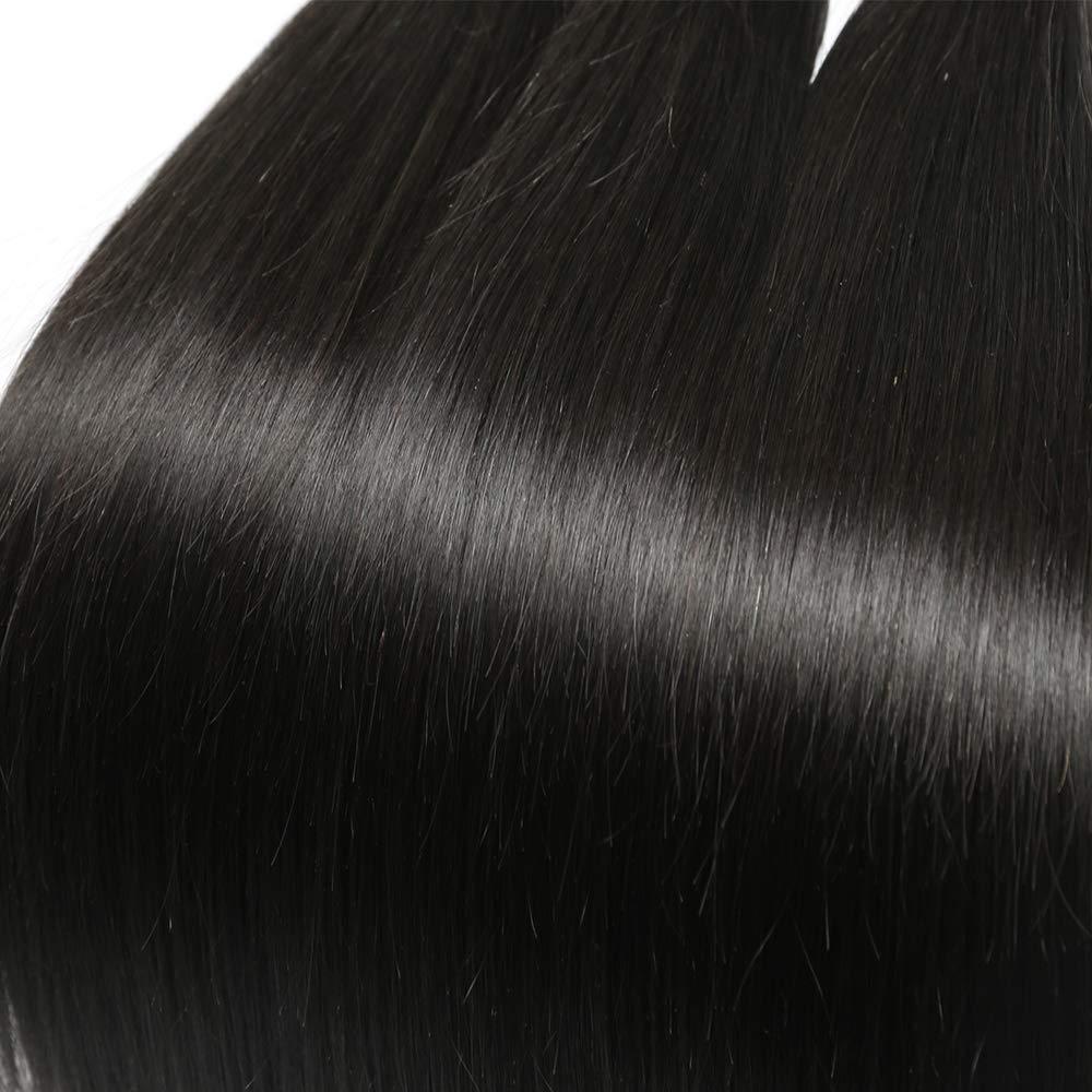 Generic Human Hair Bundles Weave 10 Lengths 100% Unprocessed Brazilian Virgin Weave Human Hair Bundles for Women Remy Weft Hair Extensions Natural Black Color (Straight Wave, 1B Natural Hair-22\"inches)