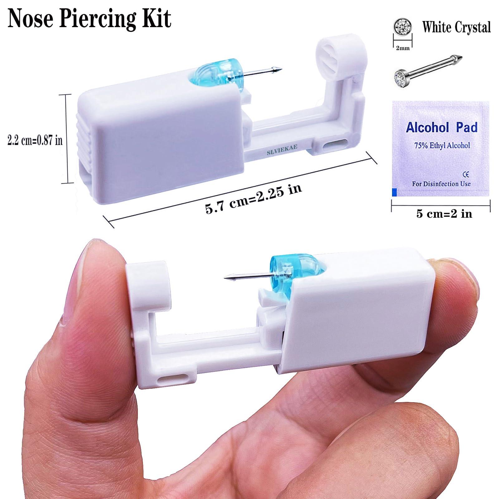 SLVIEKAE Nose Piercing Kit, SLVIEKAE Self Nose Piercing Gun Nose Piercing Kit Tool Disposable Piercing Kit (White)