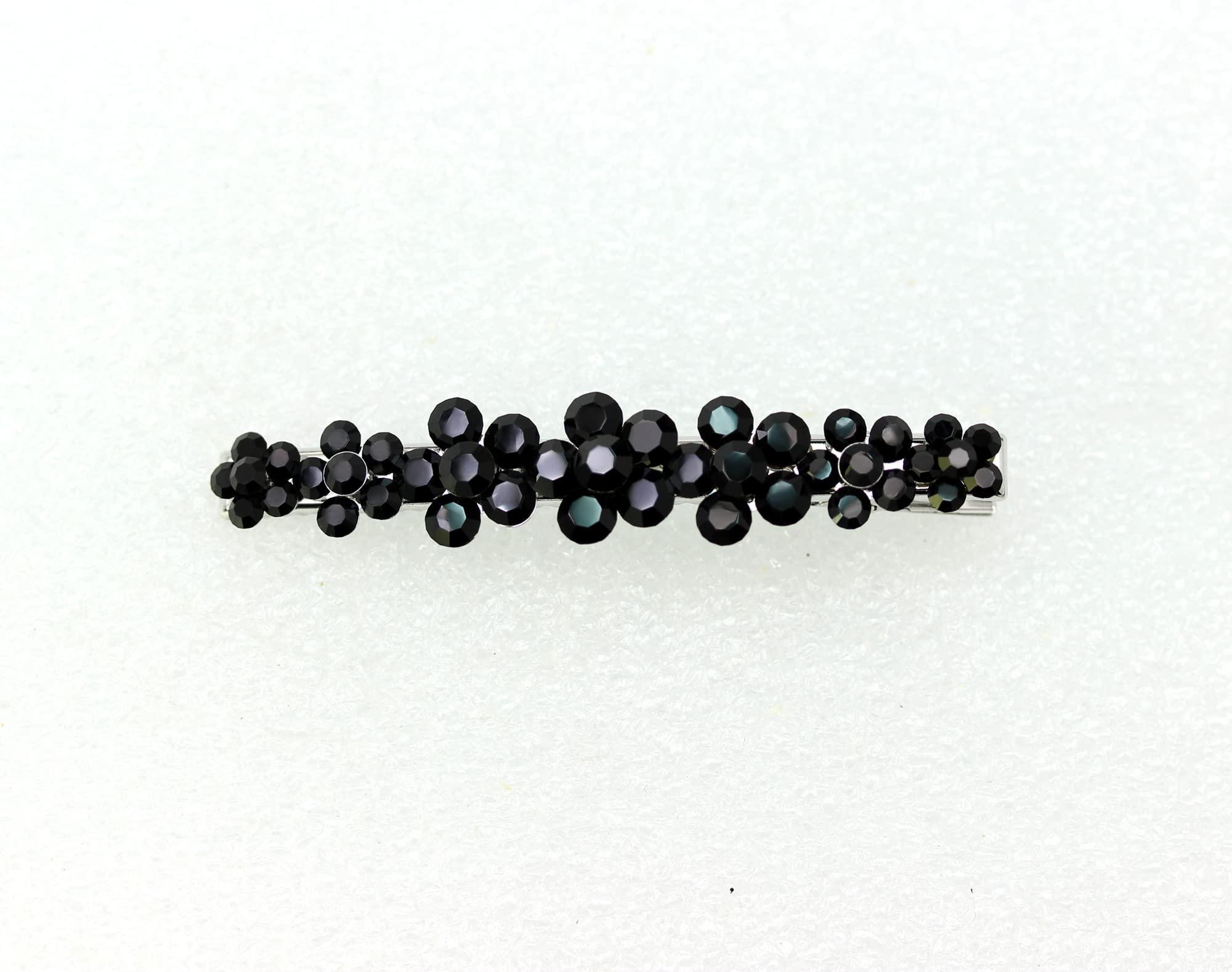 Faship Faship Gorgeous Black Crystal Floral Small Alligator Hair Clip