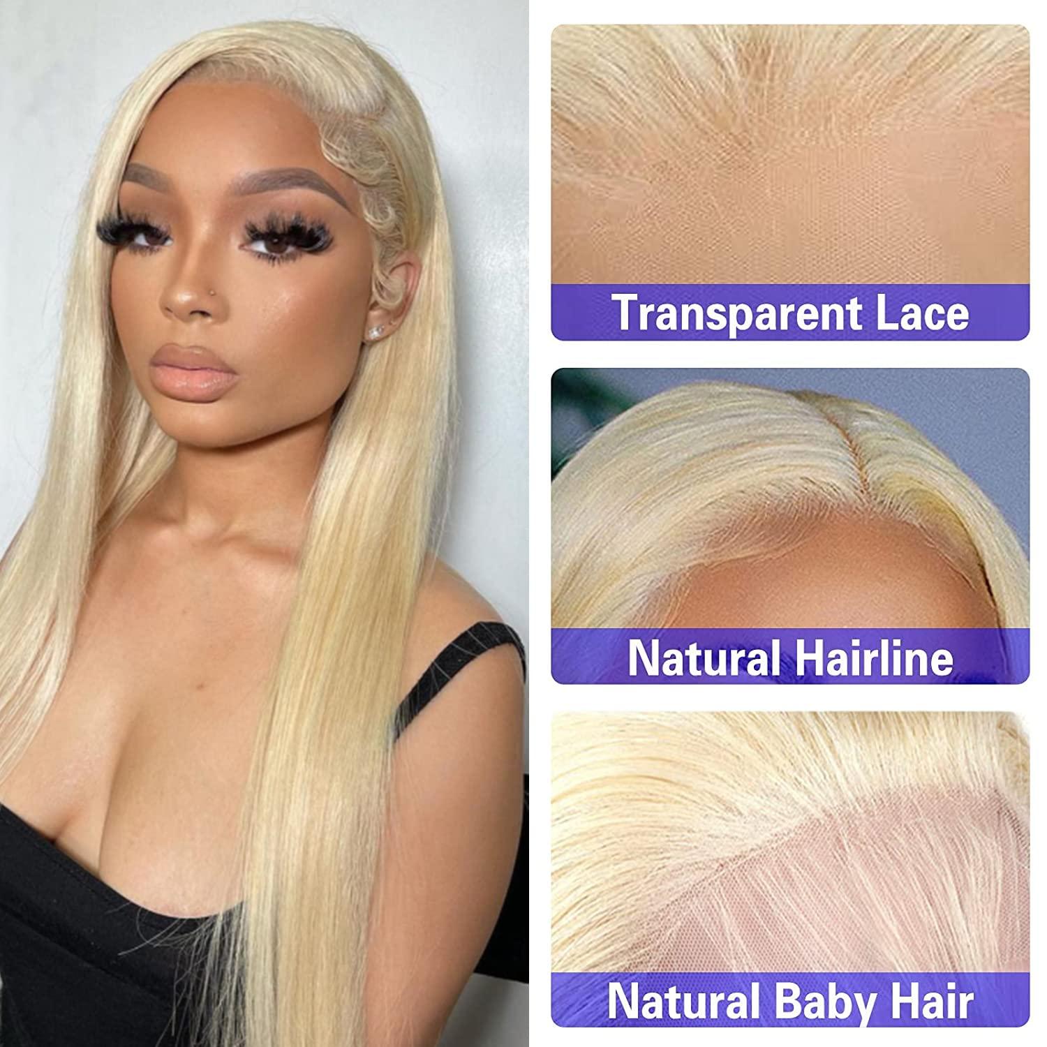 UNEED UNEED 613 Blonde Frontal 13x4 Human Hair 16 Inch Straight Brazilian Virgin Hair Frontal 12A Transparent HD Lace Pre Plucked with Natural Hairline