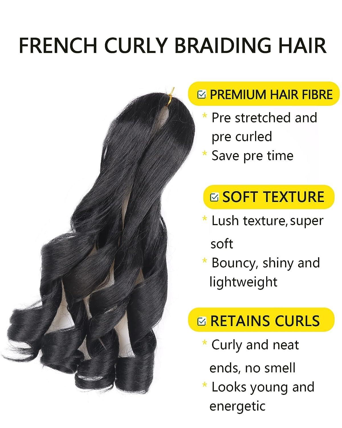 Aeagoo French Curl Braiding Hair 8 Inch Short Curly Braiding Hair Pre Stretched for Kids 8 Packs Bob French Curls Braiding Hair Curly Ends French Braid in Hair Extension (8 Inch,1B)