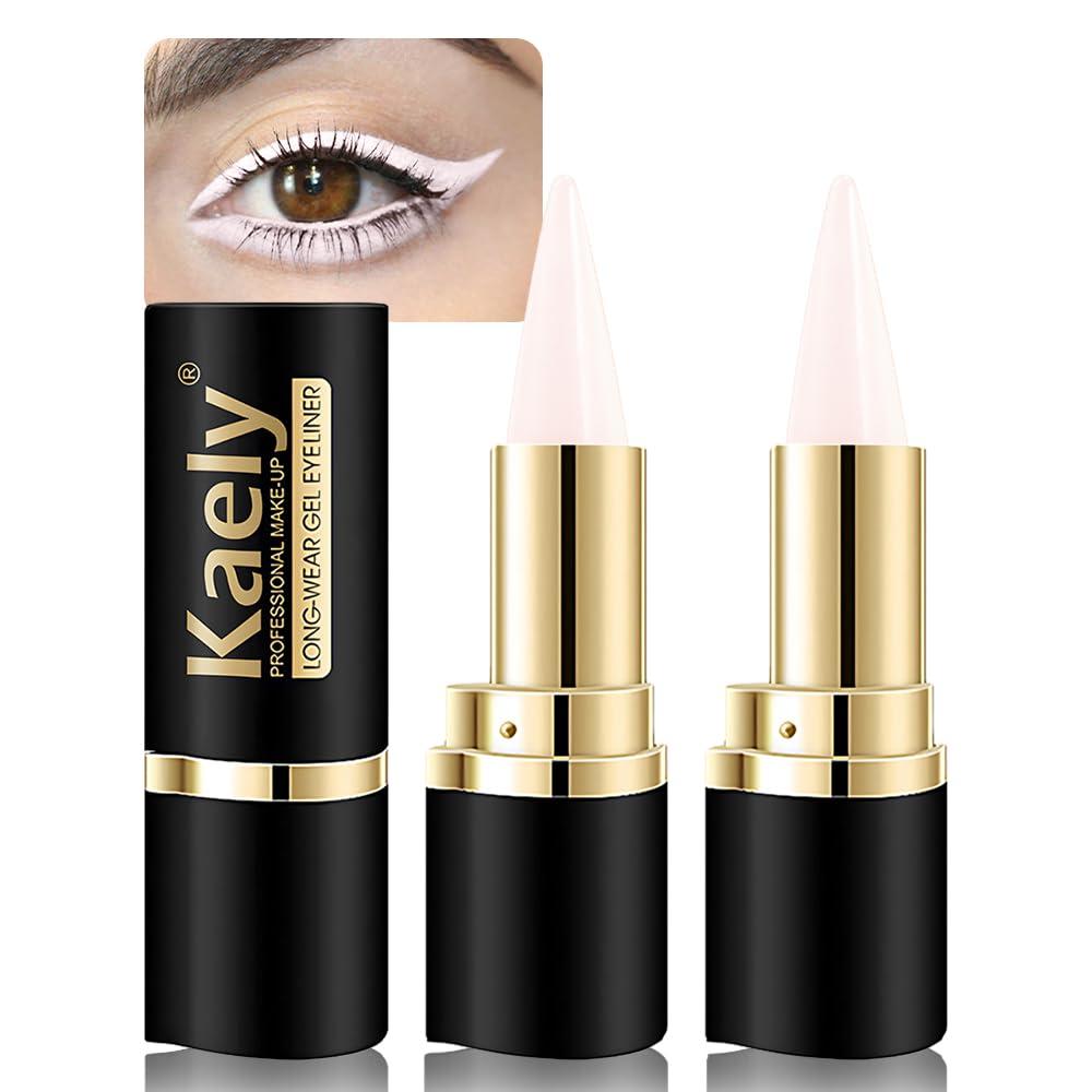 evpct evpct 2Pcs Translucent White Gel Eyeliner Pencil Eye Black Face Paint Stick Makeup Set Waterproof Matte Cream Crayon Eyeliner Set Cat Eye Liners Eyeshadow Guide delineador de ojos contra el agua