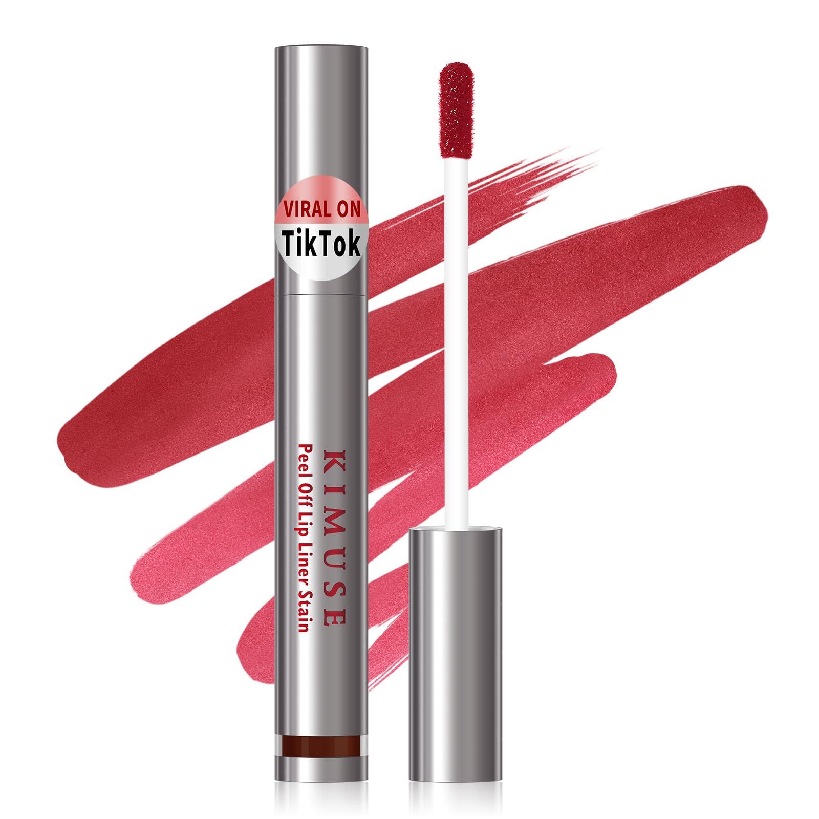 KIMUSE KIMUSE Peel Off Lip Liner Stain, Long Lasting Lip Tint Stain Peel Off, Waterproof, Transfer-Proof, Highly Pigmented Color Peel Off Lip Stain Liner, Matte Finish