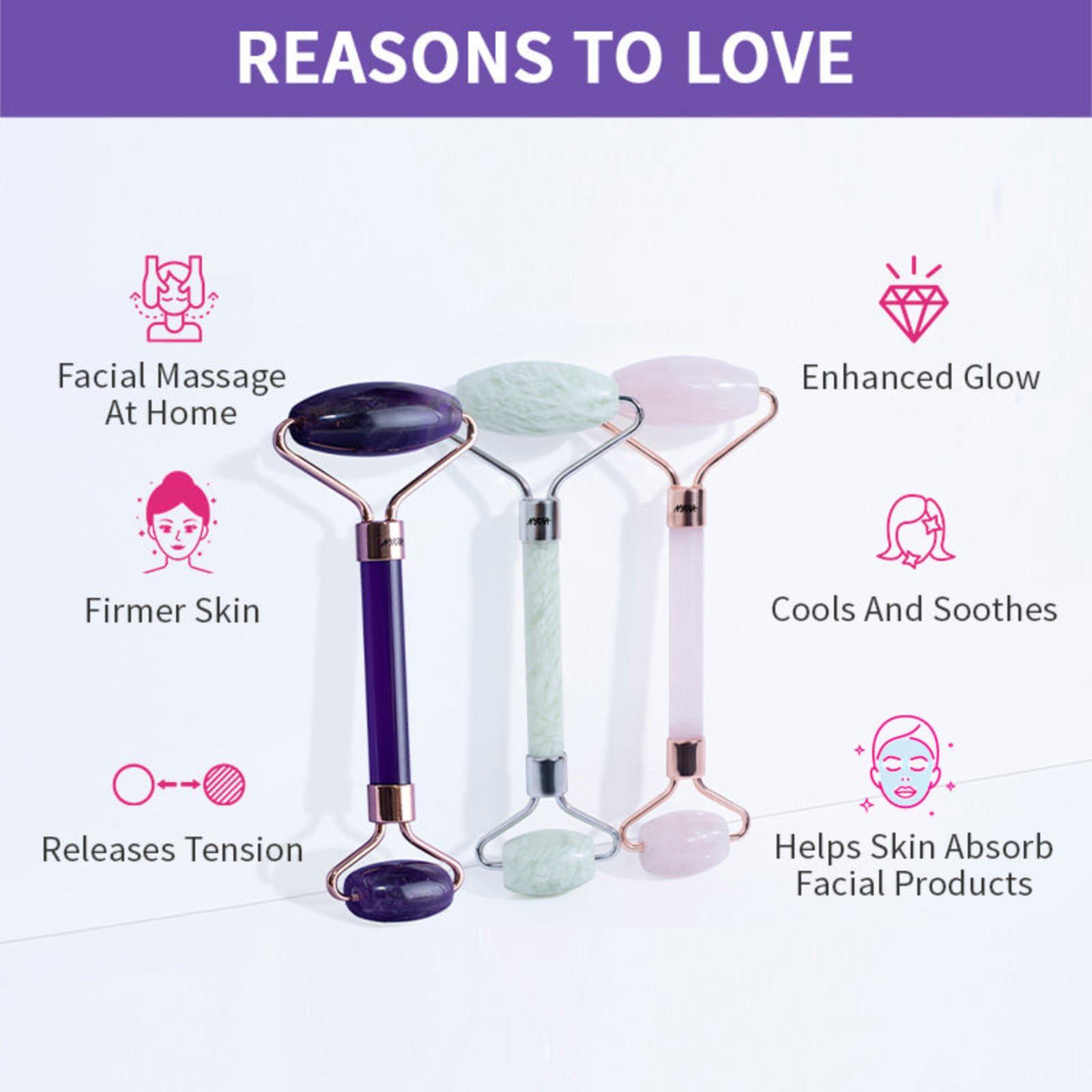 Nykaa Naturals Nykaa Naturals Amethyst Face Roller - Diminishes Fine Lines and Wrinkles - Natural Crystals for Skin Calming - Tones and Sculpts Skin - 1 pc