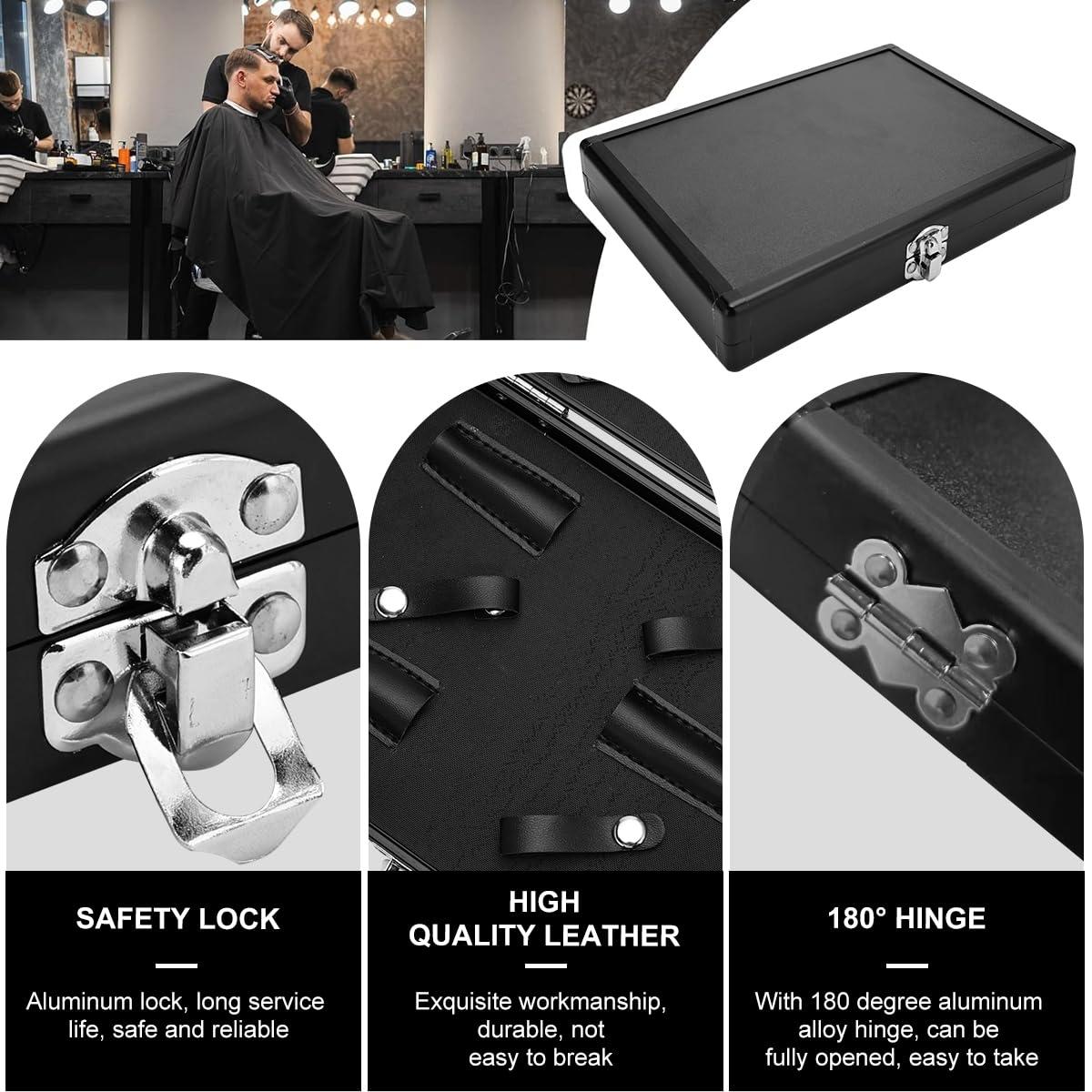 BARBERTOP Leather Salon Scissors Storage Case,Scissor Case Shear Case for Hair Stylist Hairdressers Leather Salon Comb and Scissors Holder Hair Cutting Scissors Shears Storage(Type B-6 Scissors Place)