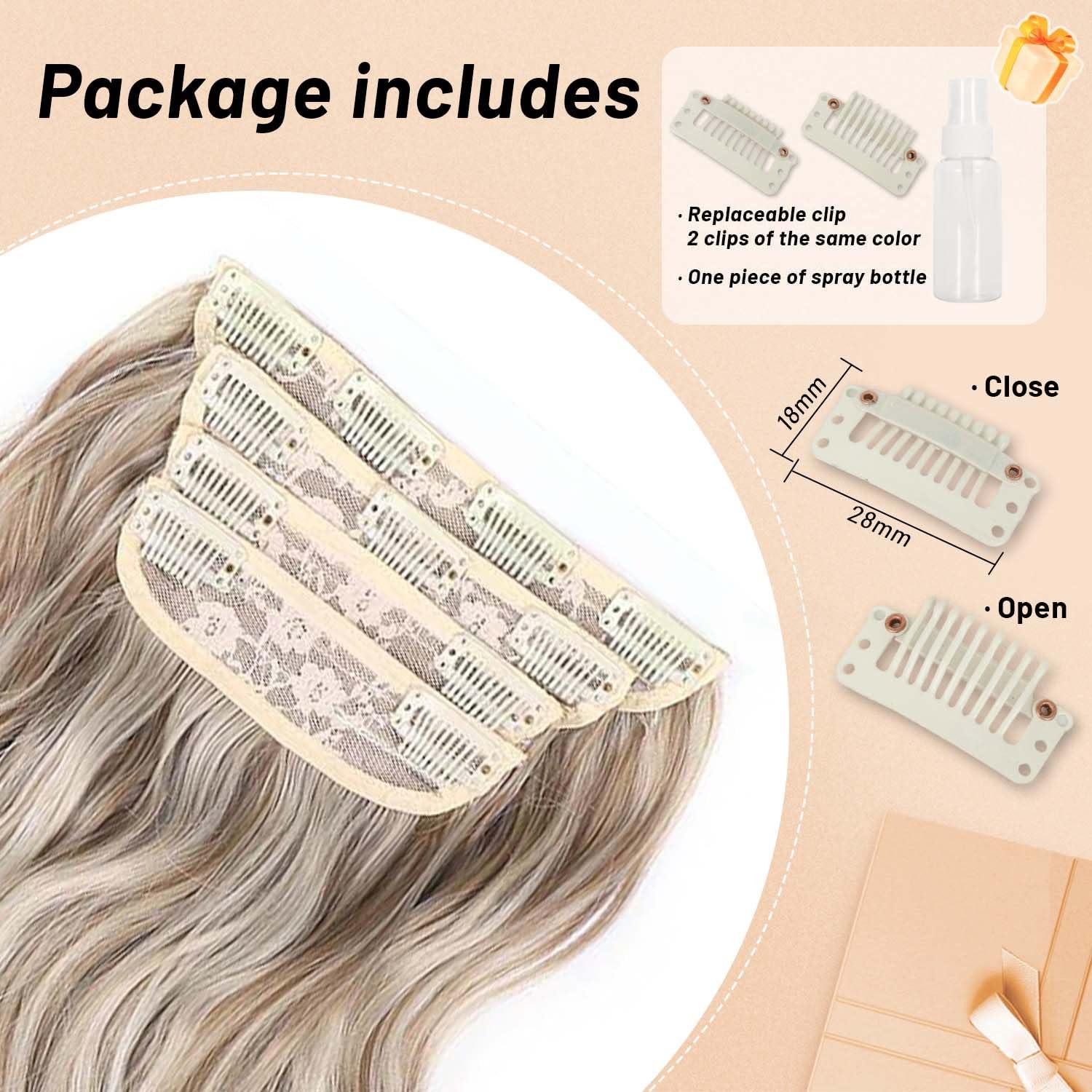 Perience Clip in Hair Extensions for Women Dark Blonde Hair Extensions Synthetic Clip in Long wavy clip in hair extensions 20 inch Double Weft Hairpieces Full Head For Women (20INCH, P88/86)