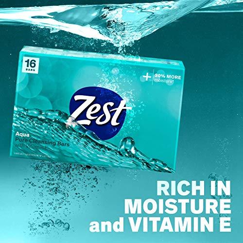 Zest Zest Bar Soap - Enriched with Vitamin E - Moisturizing Body Soap - Gentle Soap - Paraben-Free Soap Bar - Suitable for All Skin Types - Aqua - 16 Pc