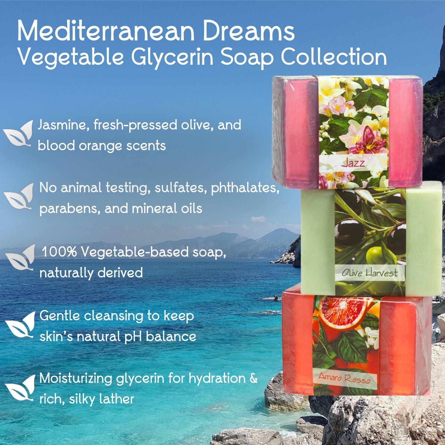 Nabila K Glycerin Bar Soap Set of 3#5 - Natural, Vegan-Friendly, Hypoallergenic - Moisturizing and Hydrating with 100% Vegetable Glycerin - Sulfate-Free, Paraben-Free, Chemical-Free - 4.5 oz Each