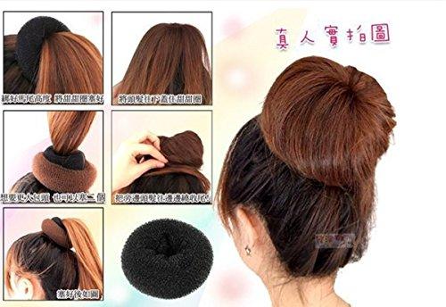 AnHua AnHua® 2PCS Black Extra Large Hair Styler Tool Donut Bun Maker Former Doughnut Shaper Ring Styling Roll Updo 10cm