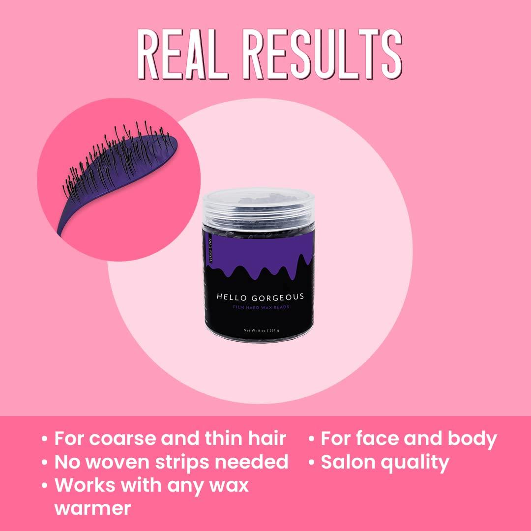 Miss Cire Miss Cire Purple Hard Wax Beads - Painless Hair Removal Peel-Off Wax - No Strips Needed - Low melting Point - Gel Like Consistency - For Face and Body - Hello Gorgeous - For Sensitive Skin - 8oz