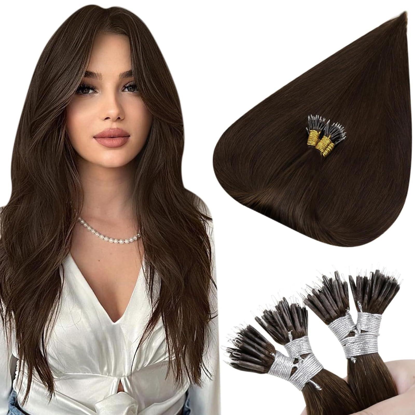 RIBONI Pre Bonded Keratin Hair Extensions Human Hair I Tip Cold Fusion Real Human Hair Extensions 50Strands Remy Straight Human Hair Extensions 1g/1s