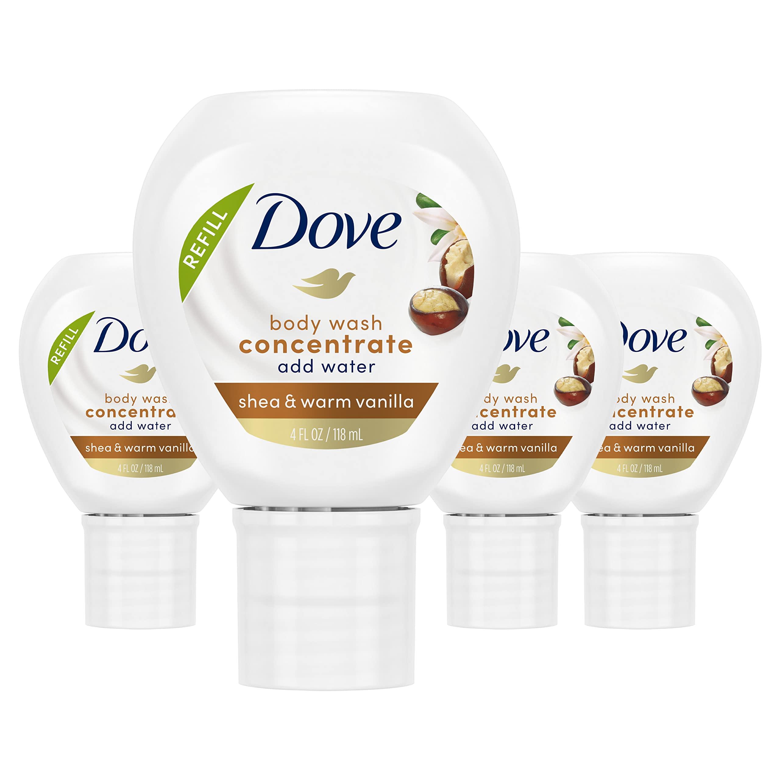 Dove Dove Body Wash Concentrate Refill Shea & Warm Vanilla 4 pack for Instantly Soft Skin Refill for use reusable bottle 4 fl oz (makes 16 fl oz)