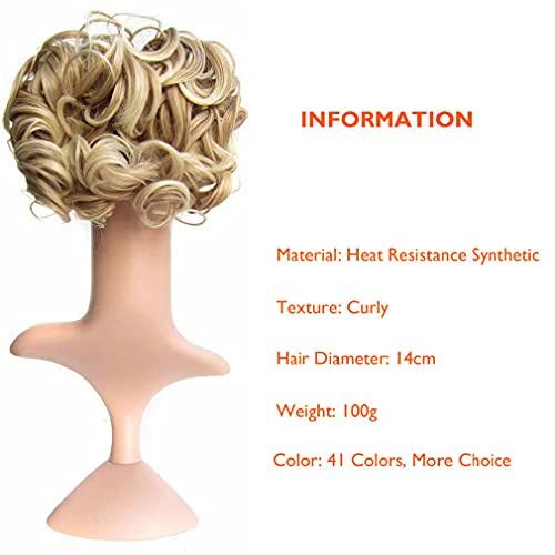 STREJHYT Women's Short Curly Hair Bun Elastic Big Hair Bun Synthetic Extension With Two Plastic Combs Hairpieces M2 33