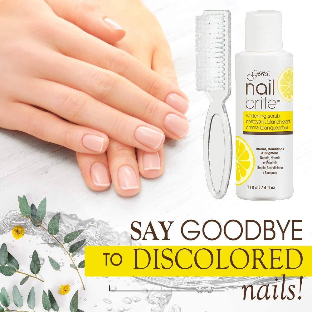 Gena Gena Nail Brite Whitening Scrub with Brush, Cleans Conditions & Brightens Nails, 4 oz