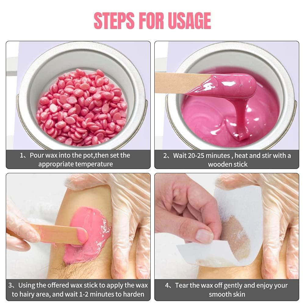 TOAUTO Double Wax Warmer Kit, Professional Dual Waxing Pot with 4 Pack Wax Beans 100pc Wooden Sticks,110V Electric Heater Machine for Hair Removal Home/Salon/SPA Adjustable Temperature