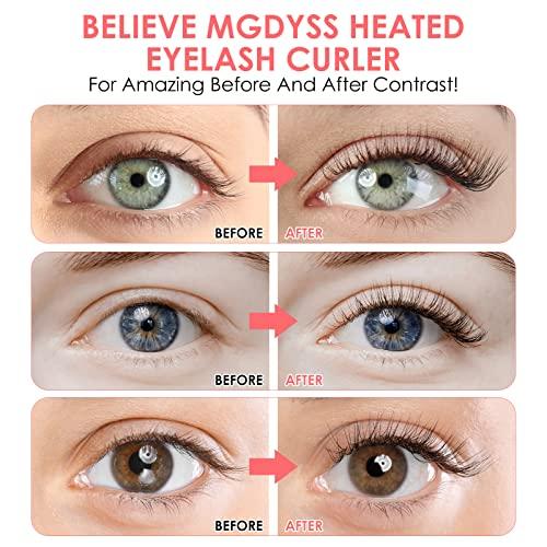 MGDYSS Heated Eyelash Curlers, Electric Eyelash Curlers, Rechargeable Lash Curler with Flexible Silicone Pad, Long-Lasting, Natural Curling Eye Lashes, Pink