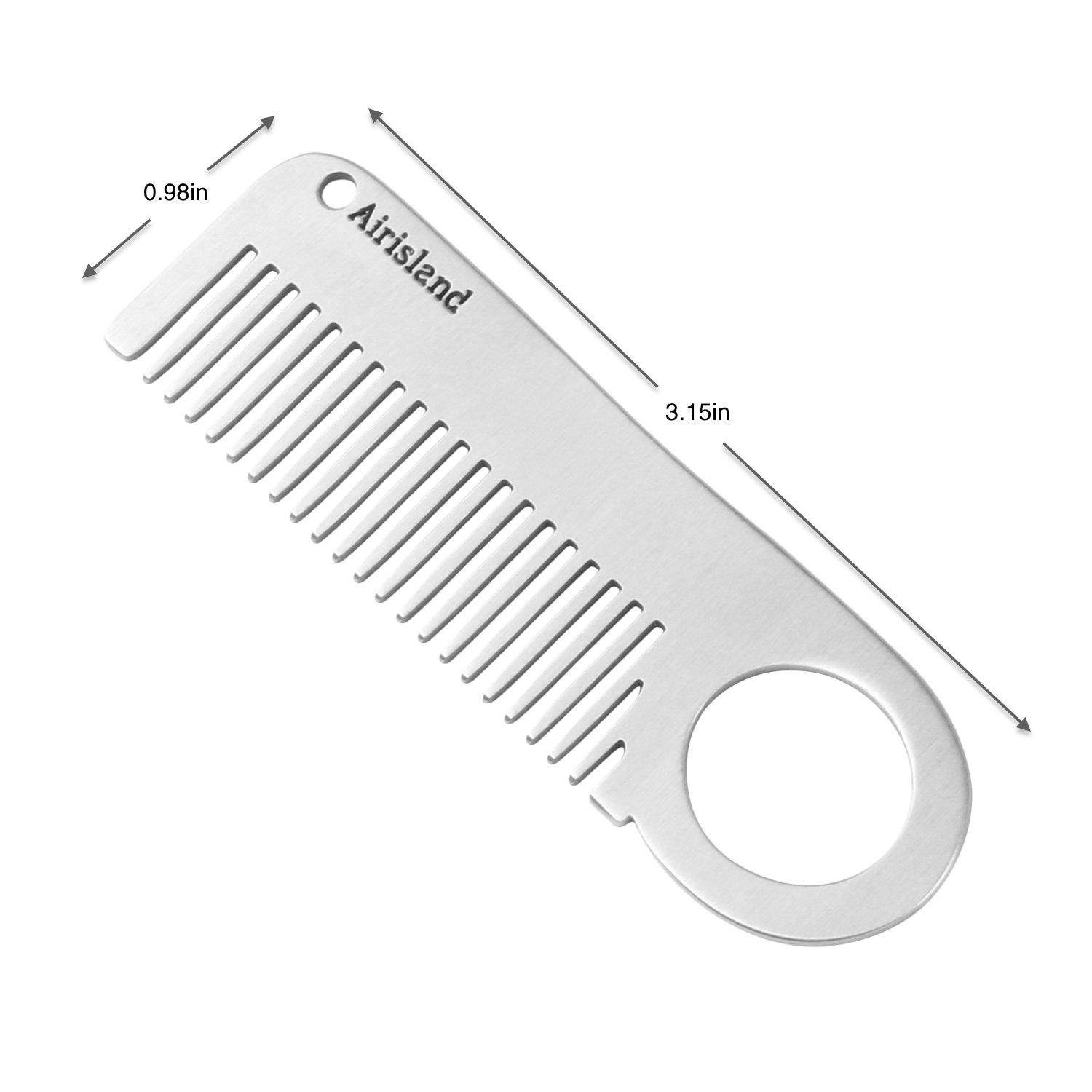 Airisland Airisland Stainless Steel Keychain Comb Small Pocket Comb Mini Anti-static Beard Mustache Comb 3.15 inches
