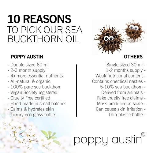 poppy austin poppy austin 60mL Organic Sea Buckthorn Oil - 100% Pure Cold-pressed, Triple Purified Seabuckthorn Oil Vegan & Cruelty-Free Sea Buckthorn Berry Oil, For Dry, Sensitive, Hormonal Skin
