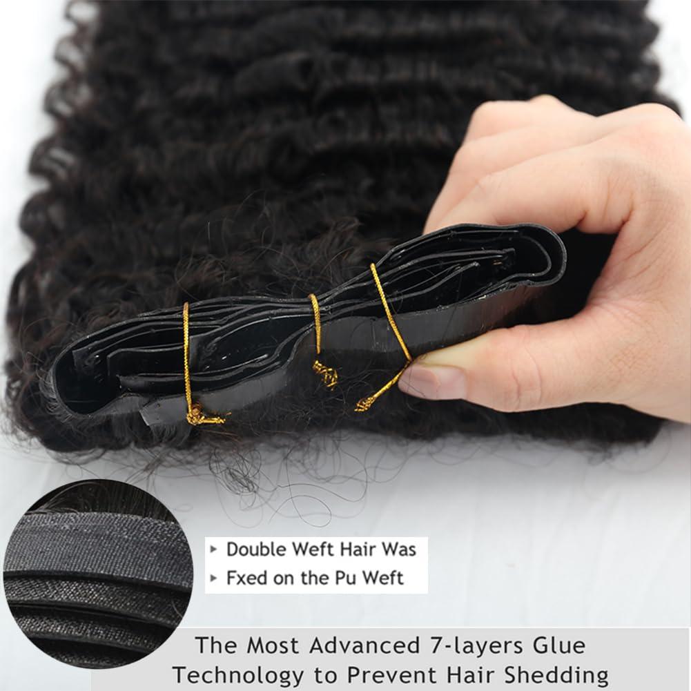 Kiss darling LASHES Seamless PU Clip in Human Hair Extensions for Women,Jerry Curly Human Hair Invisible Clip in Extensions PU Skin Weft Curly Clip Ins Hair Piece 18\"inch 120g