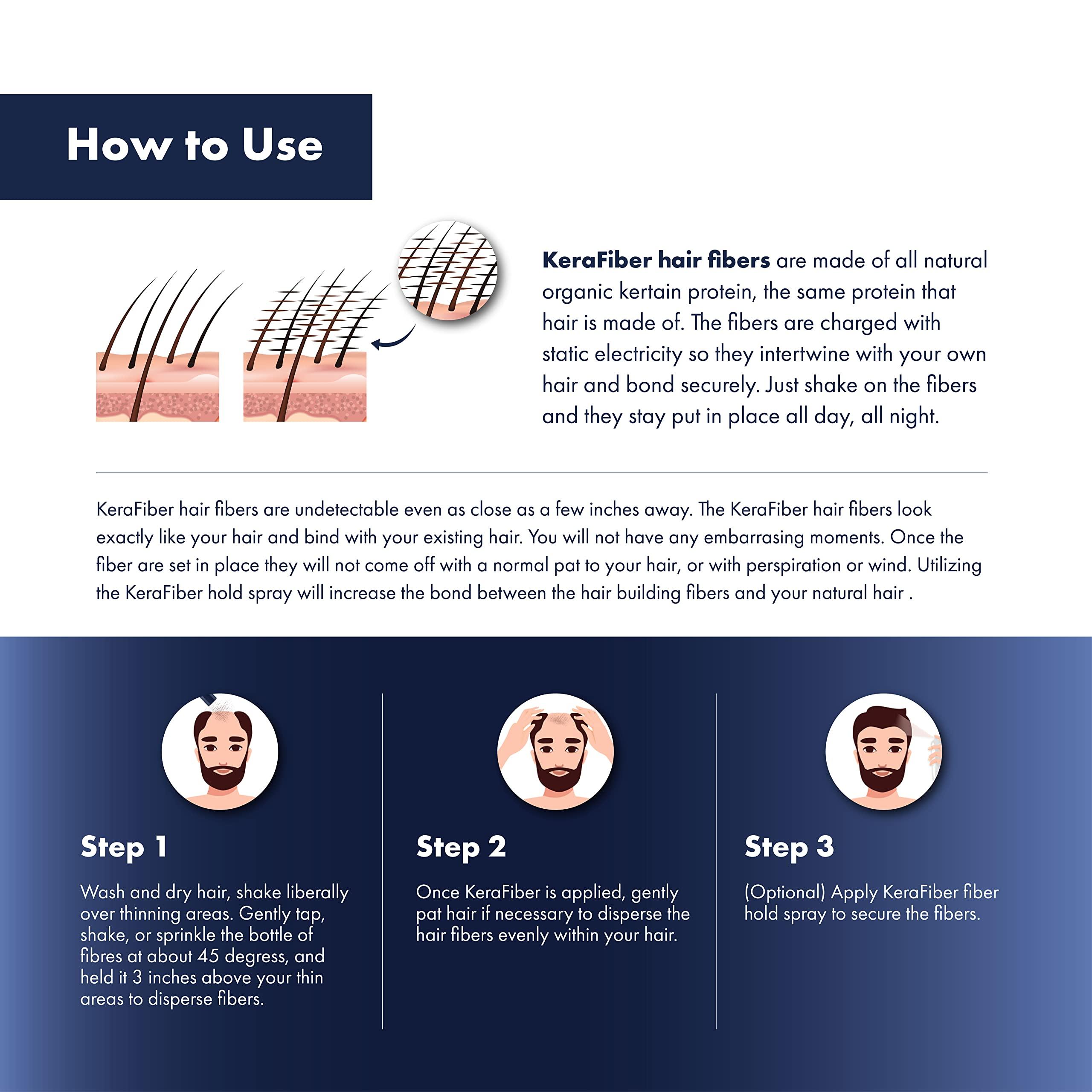 KeraFiber KeraFiber Professional Hair Building Fibres - Natural Keratin Hair thickener Fibres, Hair Powder for Men and Women, Full Head of Hair in 30 Seconds-Hair Fibres White (28g/0.98oz)