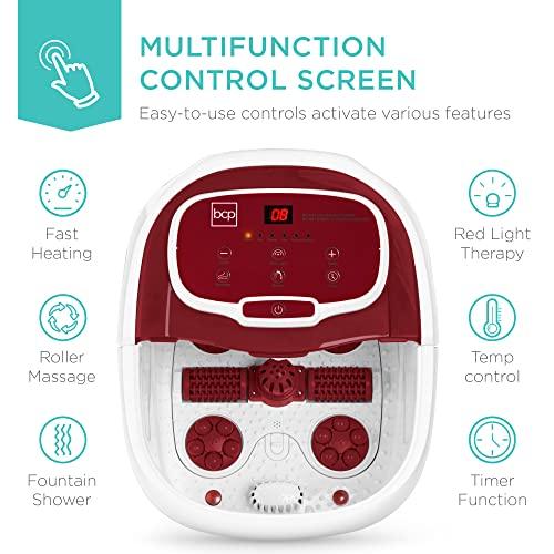 Best Choice Products Best Choice Products Motorized Foot Spa Bath Massager, Adjustable Waterfall Shower & Fast Heating, Automatic Shiatsu Pedicure Massage, Pumice Stone, Rollers to Relieve Feet Muscle Pain - Burgundy