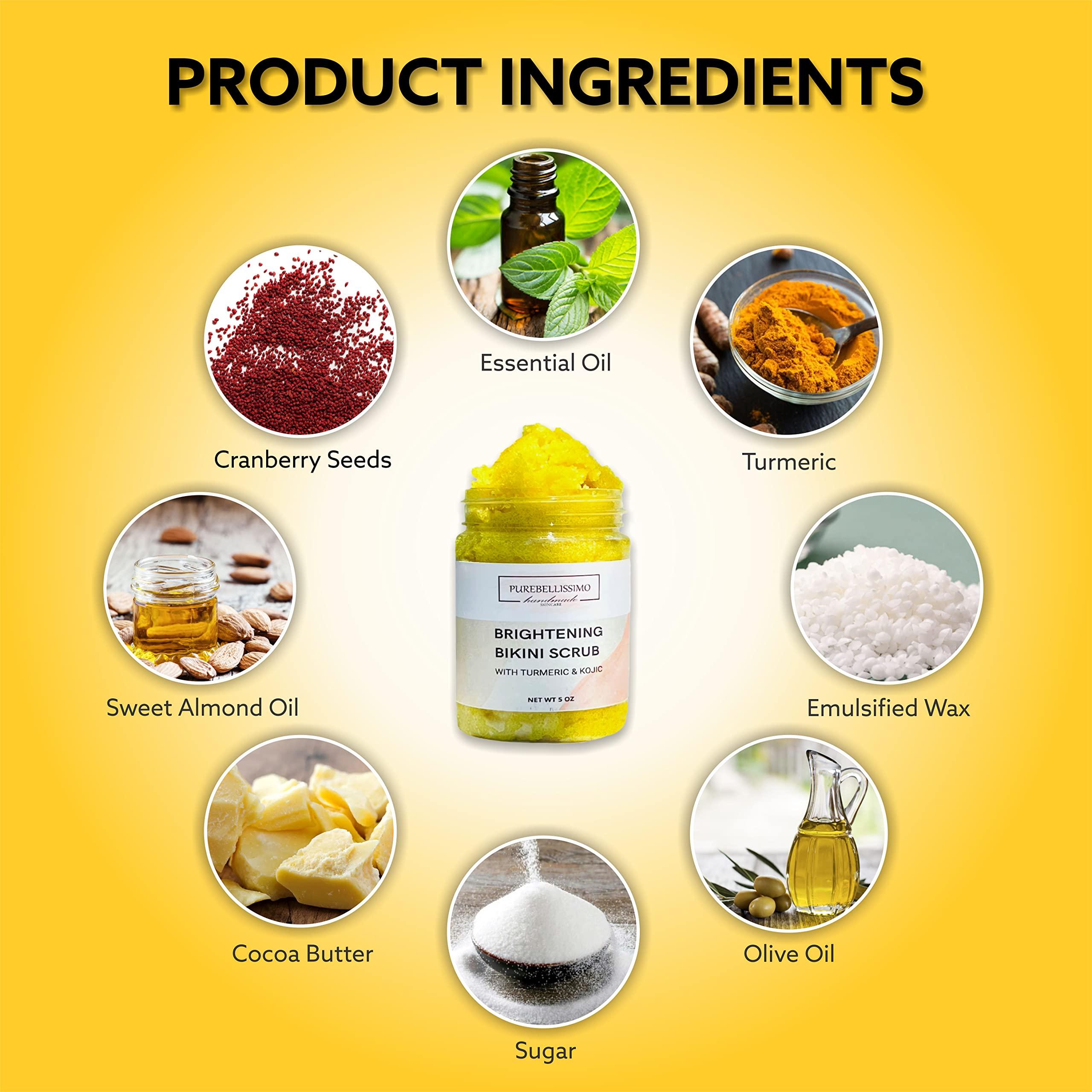 PureBellissimo Purebellissimo Brightening Bikini Scrub For Body Care, Intimate Exfoliating Body Scrub For Dark Spots, Ingrown Hair Treatment For Bikini Area Bump Eraser, Bikini Area Exfoliator for Women