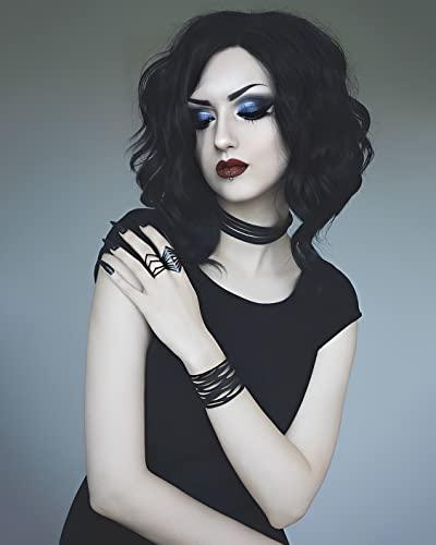 IMSTYLE IMSTYLE Short Lace Front Wig Black Synthetic Wig Short Bob Wigs for Women Natural Wavy for Cosplay and Drag Queen