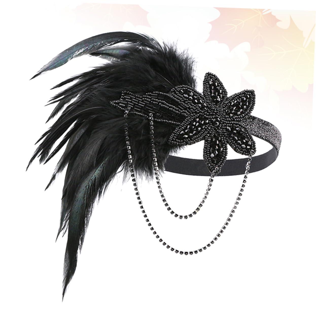 HAKIDZEL HAKIDZEL Accessories Womens Head Bands Headband Fascinators Hair Hoop Women Hairband 20s Headband Feather Headbands Peacock Headband Tassel Chain Miss Diamond