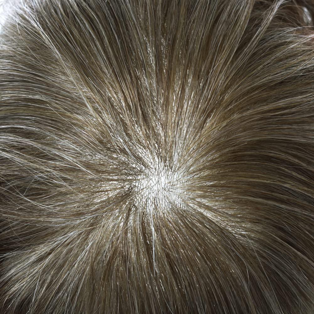 Generic Hair System For Men 0.06mm Ultra Thin Skin V-looped Human Hair Mens Toupee Natural Hairline Mens Hair Replacement System Ultralight Hair System8\"x10\"#540 Medium Light Brown with 40% gray-100% Density