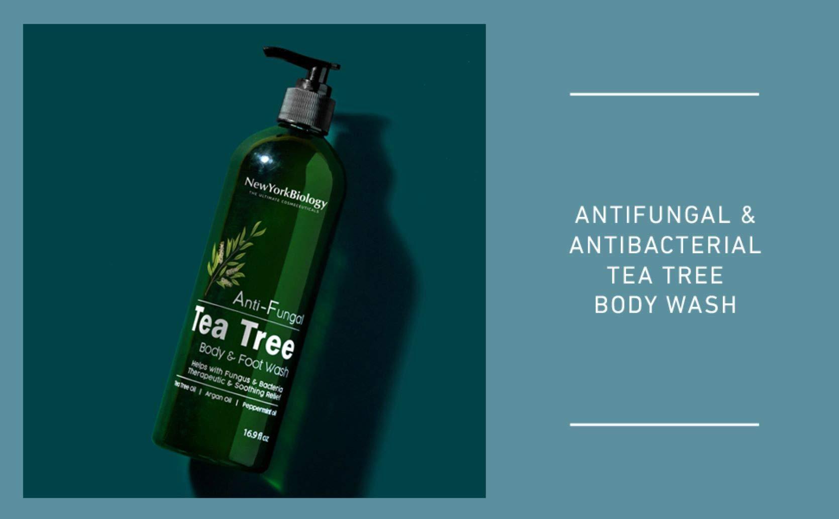 NEW YORK BIOLOGY THE ULTIMATE COSMECEUTICALS New York Biology Tea Tree Body Wash with Tea Tree Mint Body Wash for Men and Women - Helps Jock Itch & Itchy Skin, Nail Fungus, Athletes Foot, Eczema & Body Odor, Ringworms – 16 Fl Oz