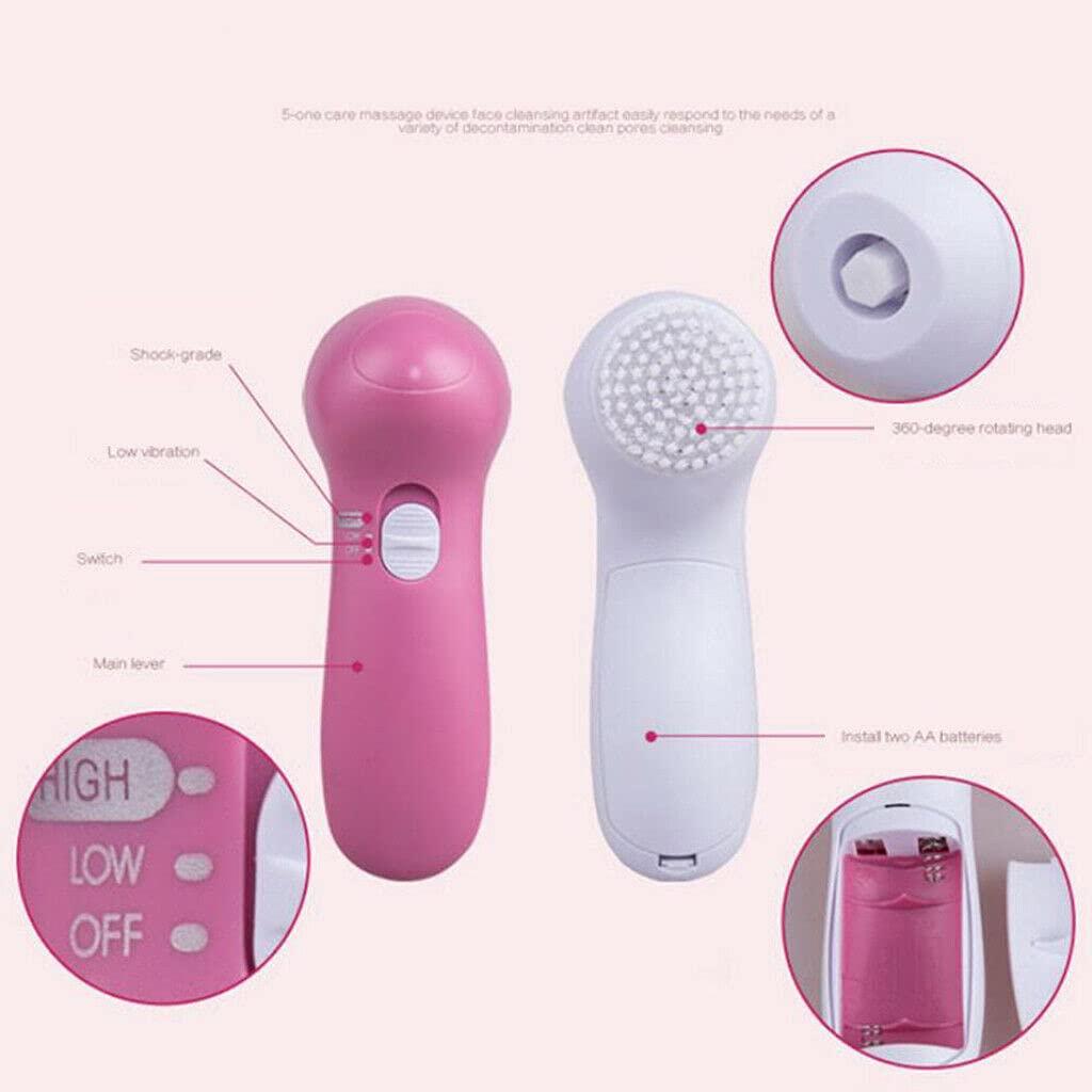 EliteDealer 5 in 1 Facial Cleansing Brush Massager Face Cleanser Machine Gentle Exfoliating