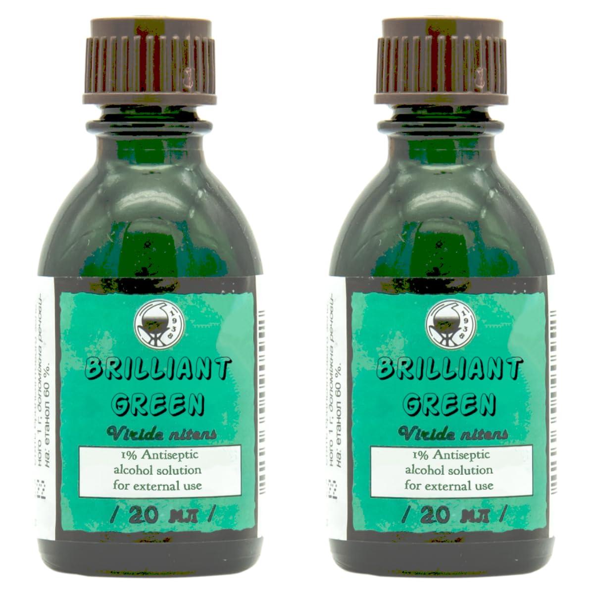 Generic Brilliant Green 1% Antiseptic Zelionka 2 * 20=40ml Set Pack of 2 First Aid Treatment of Wounds Skin Care
