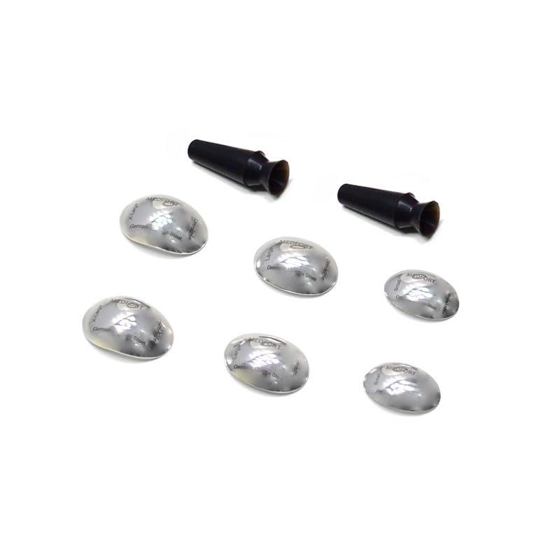 Medfort-Instruments Medfort-Instruments Corneal Eye Shield Protector Set, Stainless Steel with Suction Pump, 26mm X 17mm (Small), 29mm X 21mm (Large), 32mm X 21mm (X-Large), Set of 9 Pcs, Silver