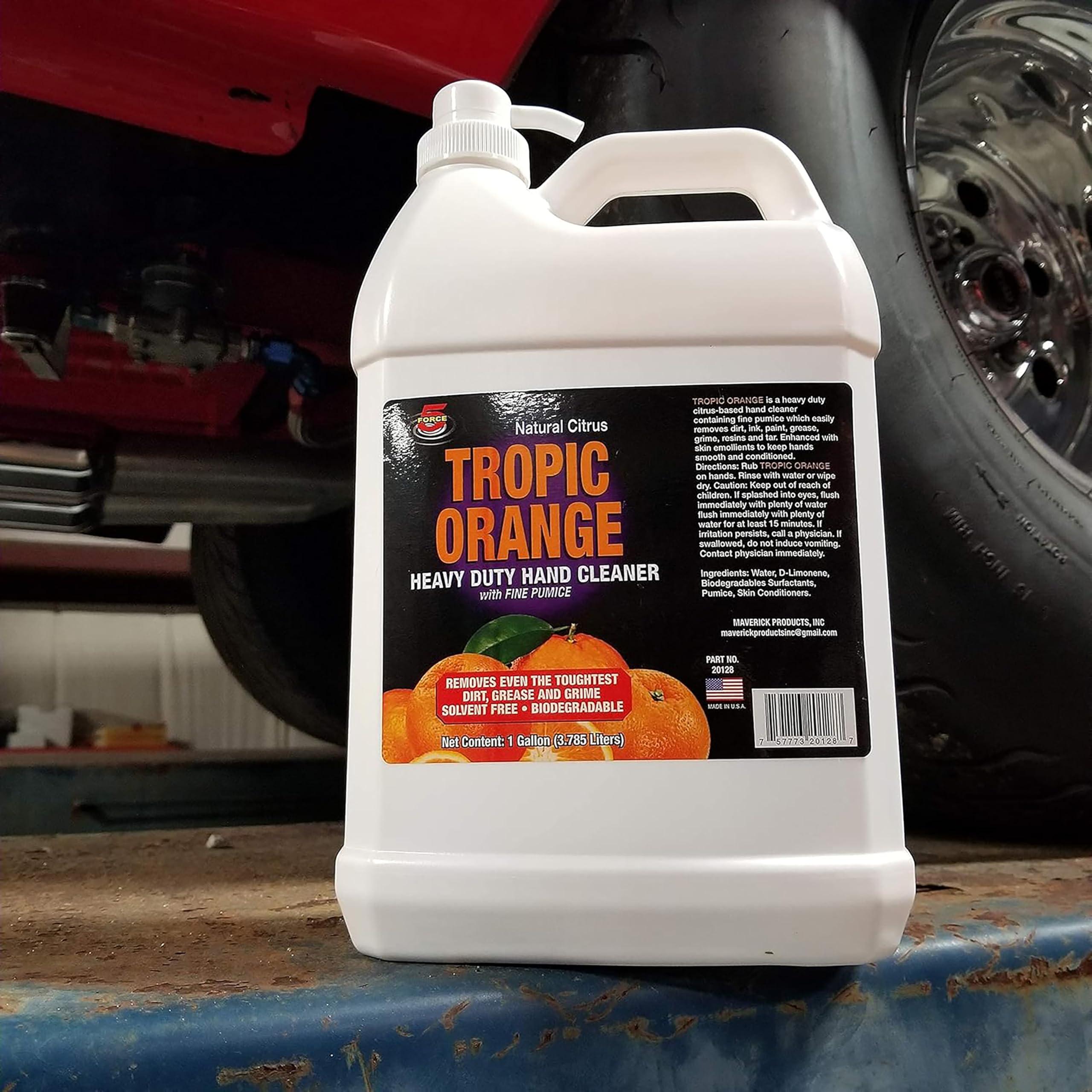 Force 5 Force 5 - Tropic Orange Hand Cleaner for Mechanics  Heavy-Duty Mechanic Soap, Liquid Hand Soap with Natural Pumice & Citrus to Remove Tough Grease, Oil & Dirt  Moisturizing (4 Pack)