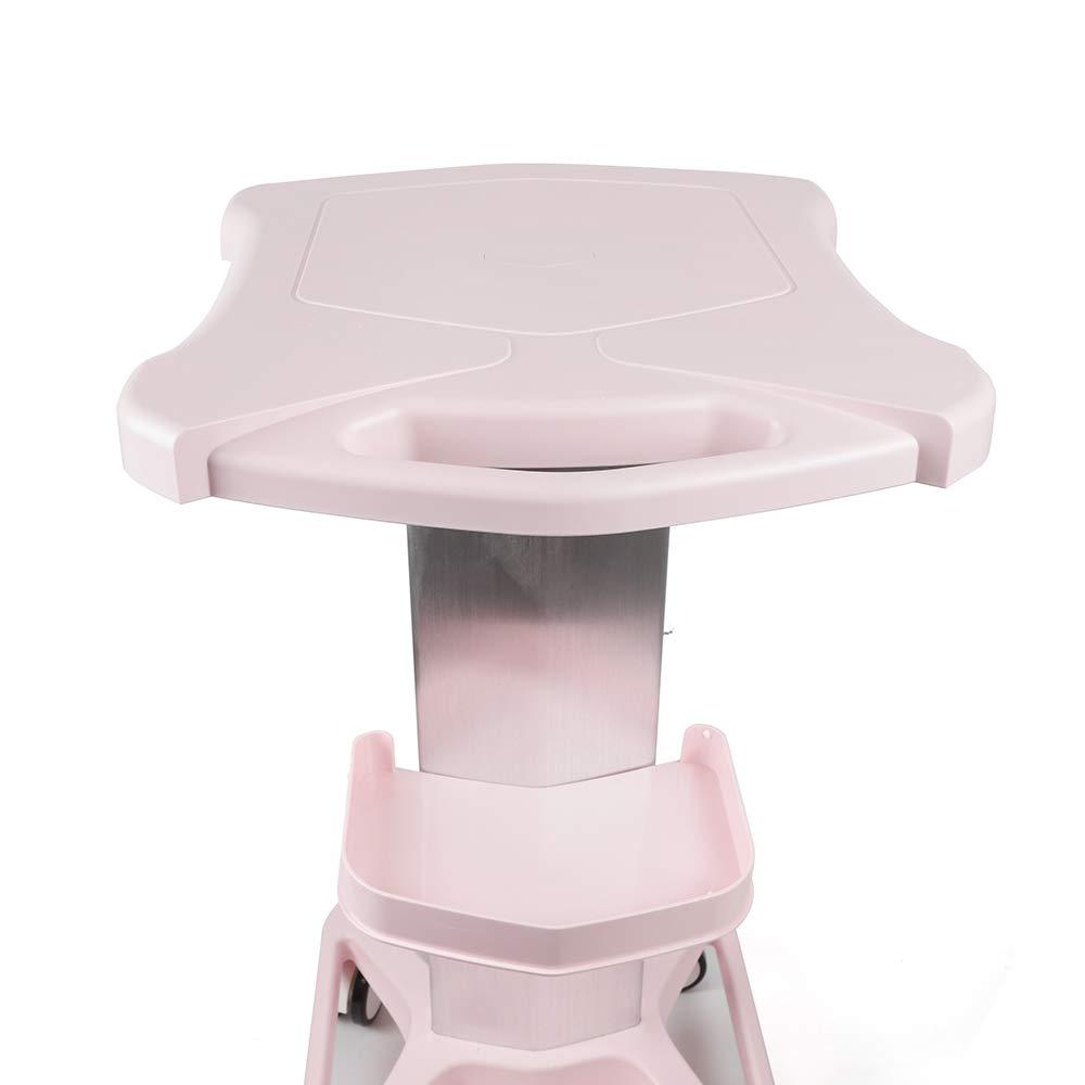 InnaMall Salon Trolley Cart, Aluminum Alloy Rolling Salon Trolley with Wheels Pink Beauty Spa Trolley Cart Tattoo Roller Tray Beauty Cart Salon Storage Mobile Carts for Trolley Holder Tool Cart Load 33Lbs