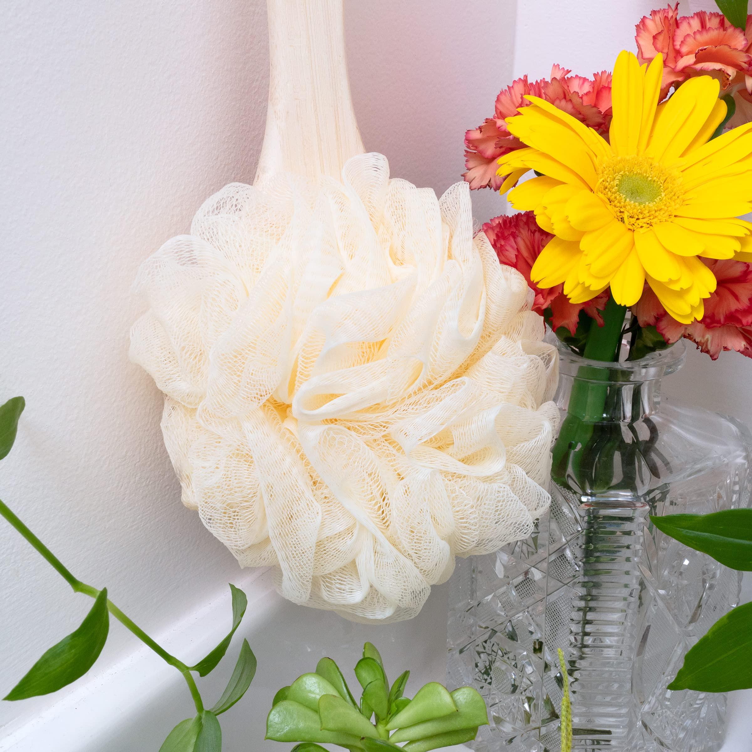 EcoTools EcoTools EcoPouf Bath Brush, Loofah Brush for Bath & Shower, Made with Long Handle & Recycled, Soft Netting for Gentle Exfoliation, Back Brush for Men & Women, Eco-Friendly & Cruelty-Free, 2 Count