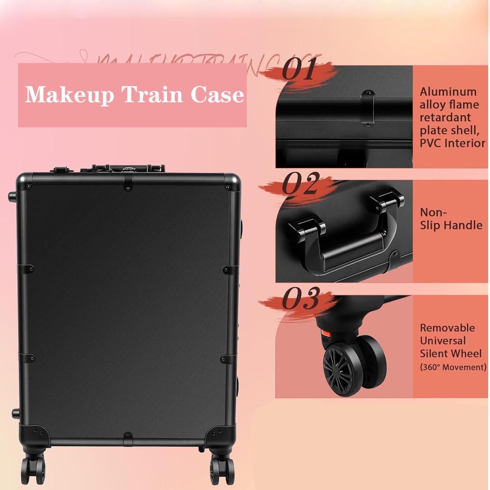 ROFBIHG Makeup Train Cases Beauty Cosmetics Rolling Case Professional, Makeup Trolley Beauty Case On Wheels, Storage Organiser Large Space Travelling Trolley Box, Large Capacity Multifunction Box ( Size : C )