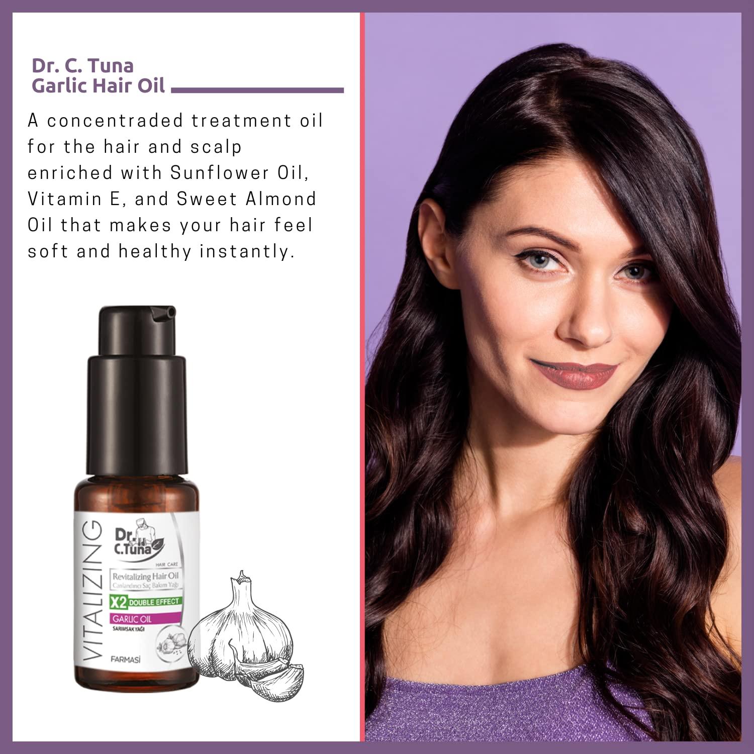 FARMASi FARMASi Dr. C. Tuna Vitalizing Garlic Oil, Hair Growth Oil for Thicker Longer Fuller Healthier Hair, Prevent Hair Loss & Thinning, All Natural Vitamin Rich Treatment, All Hairy Types, 1 fl.oz (30 ml)