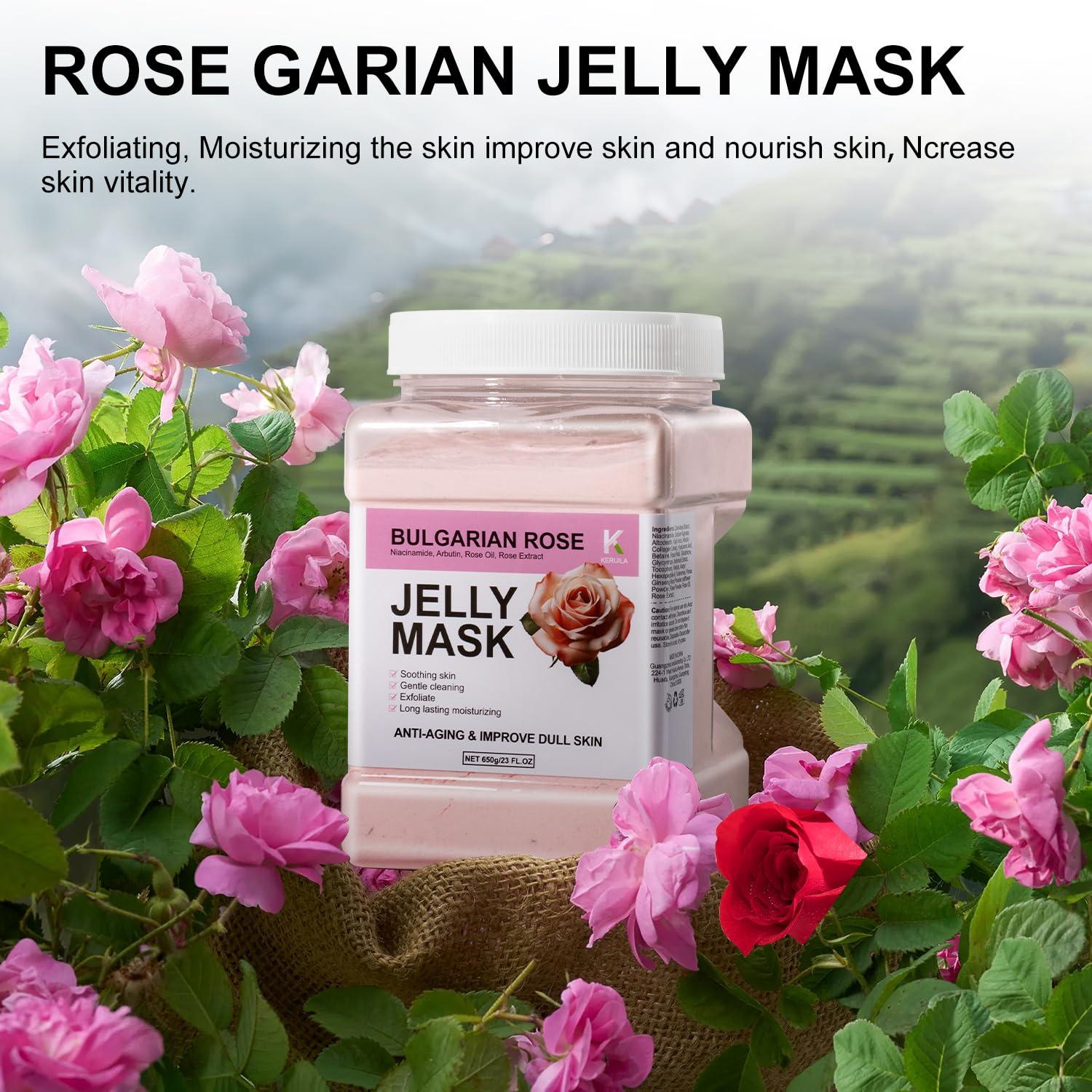 KERUILA KERUILA Bulgarian Rose Jelly Masks For Facials Professional, Rose Masks Powder Facial Mask, Hydrojelly Jelly Gel Face Mask For Peel Off, Smooth & Hydrating Mask for Face Skin Care Of Home Spa