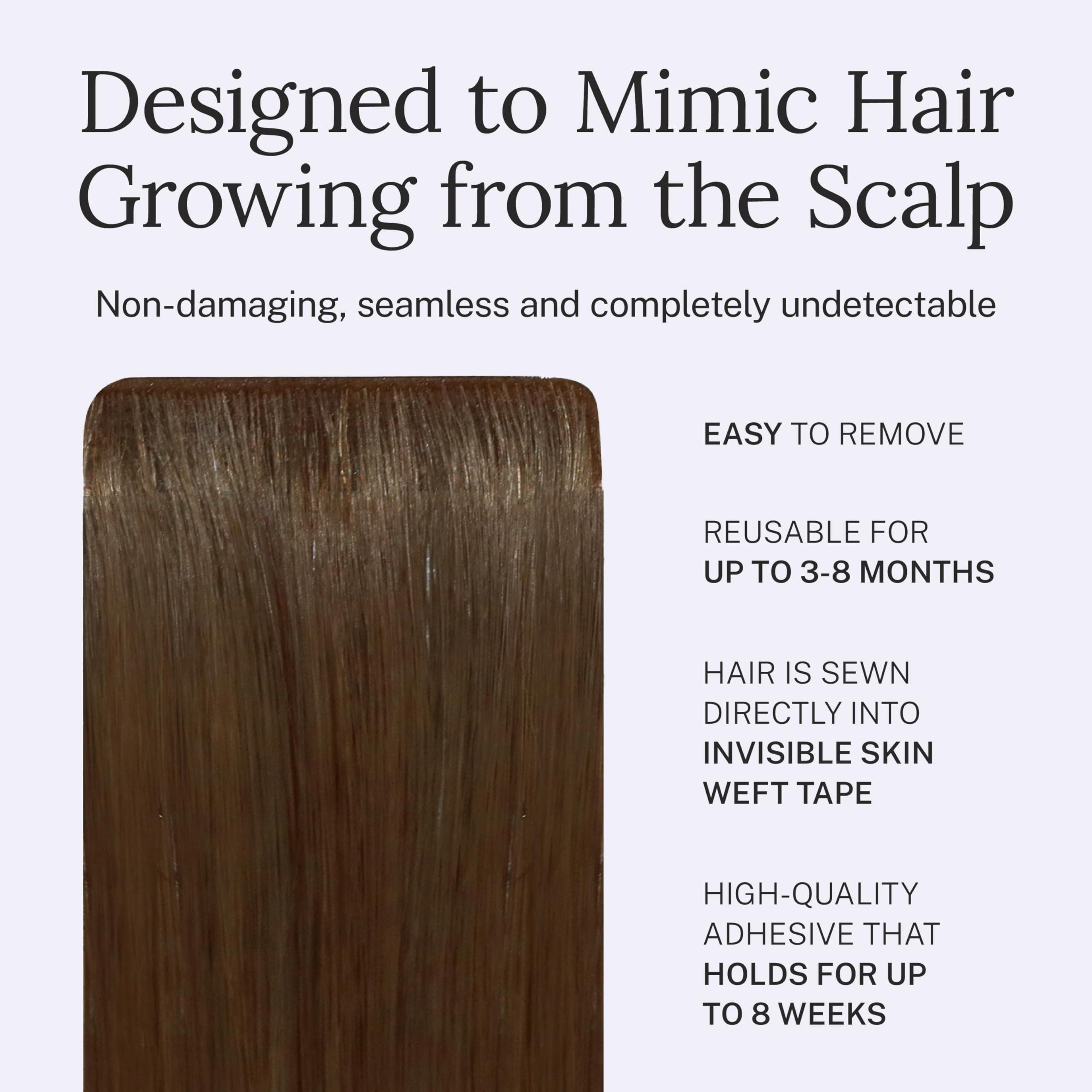 Zala Zala Invisible Tape In Hair Extensions - Premium Human Remy Hair Extensions with Easy Installation - Uses Lightweight, Non-Damaging Tape Adhesive Tabs - Cinnamon (50g / 18 inch)