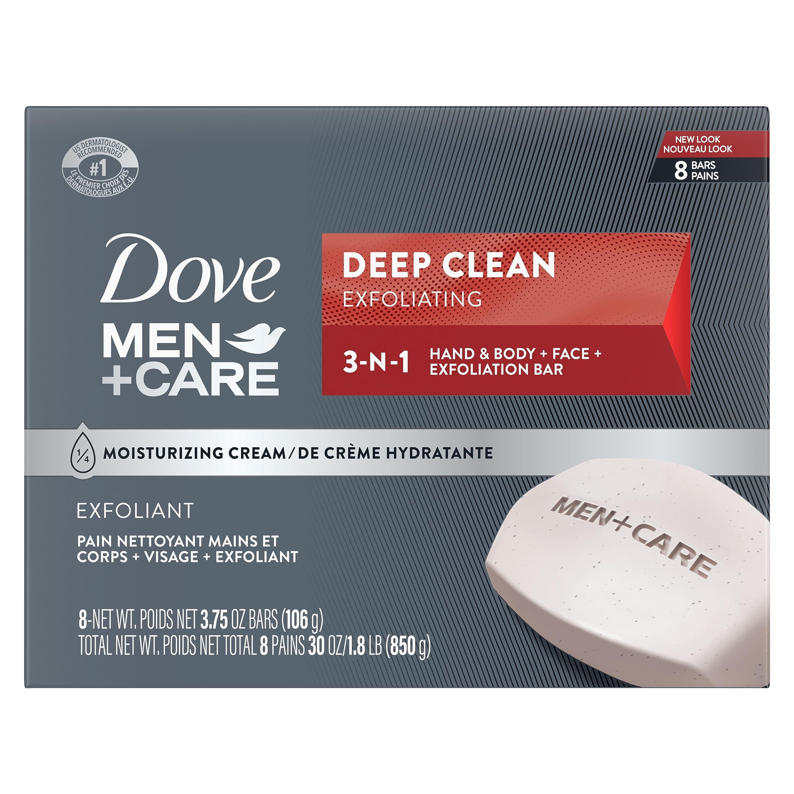 DOVE MEN + CARE Dove Men + Care Deodorant Stick Pack of 4 with 72-Hour Odor Protection and Dove Men+Care Deep Clean Bar Soap Pack of 8