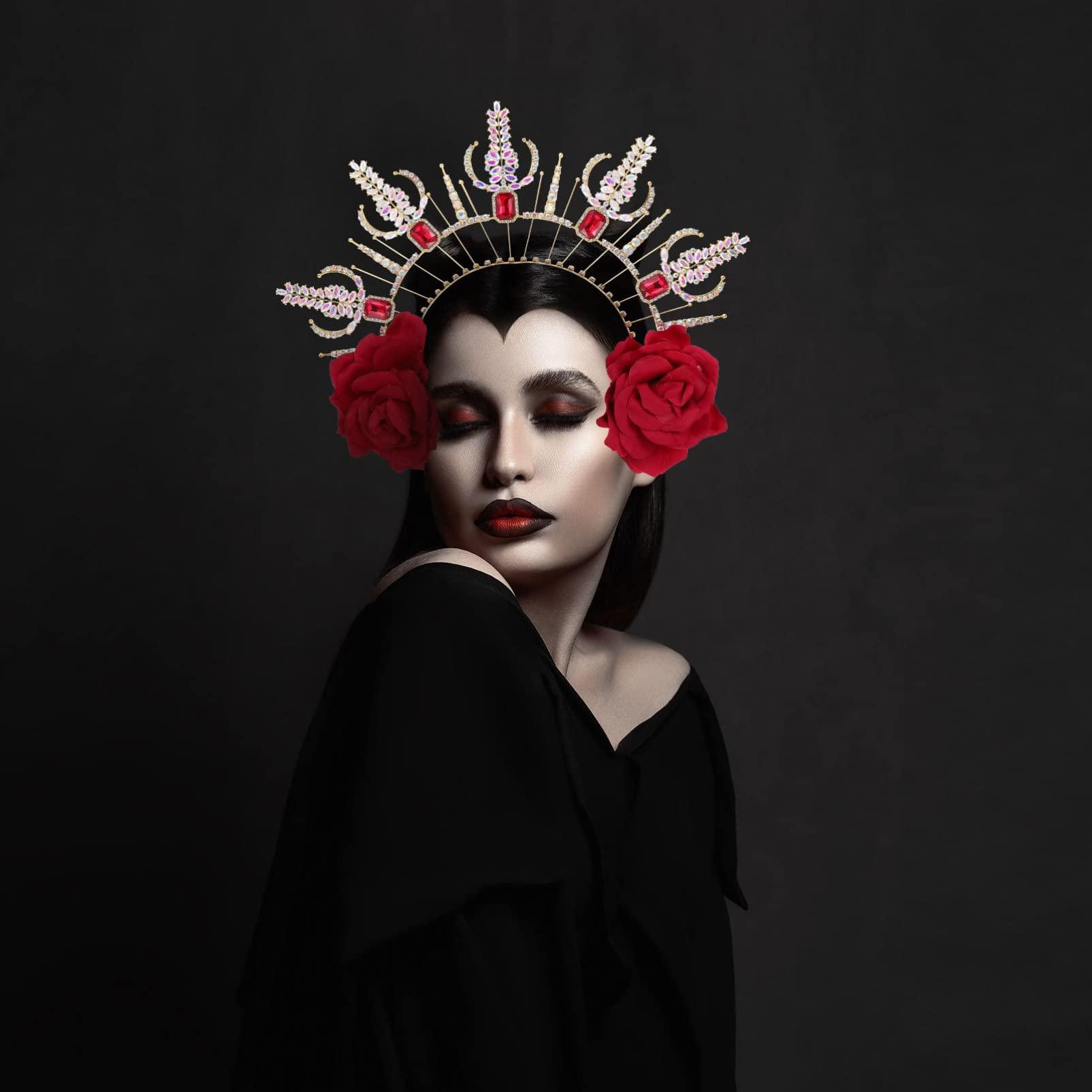 minkissy minkissy Notre Dame Headband rhinestone headbands for women headband hair accessories for women wedding roman goddess sun costume goth outfits Costume Prop Rose Greece bride Metal