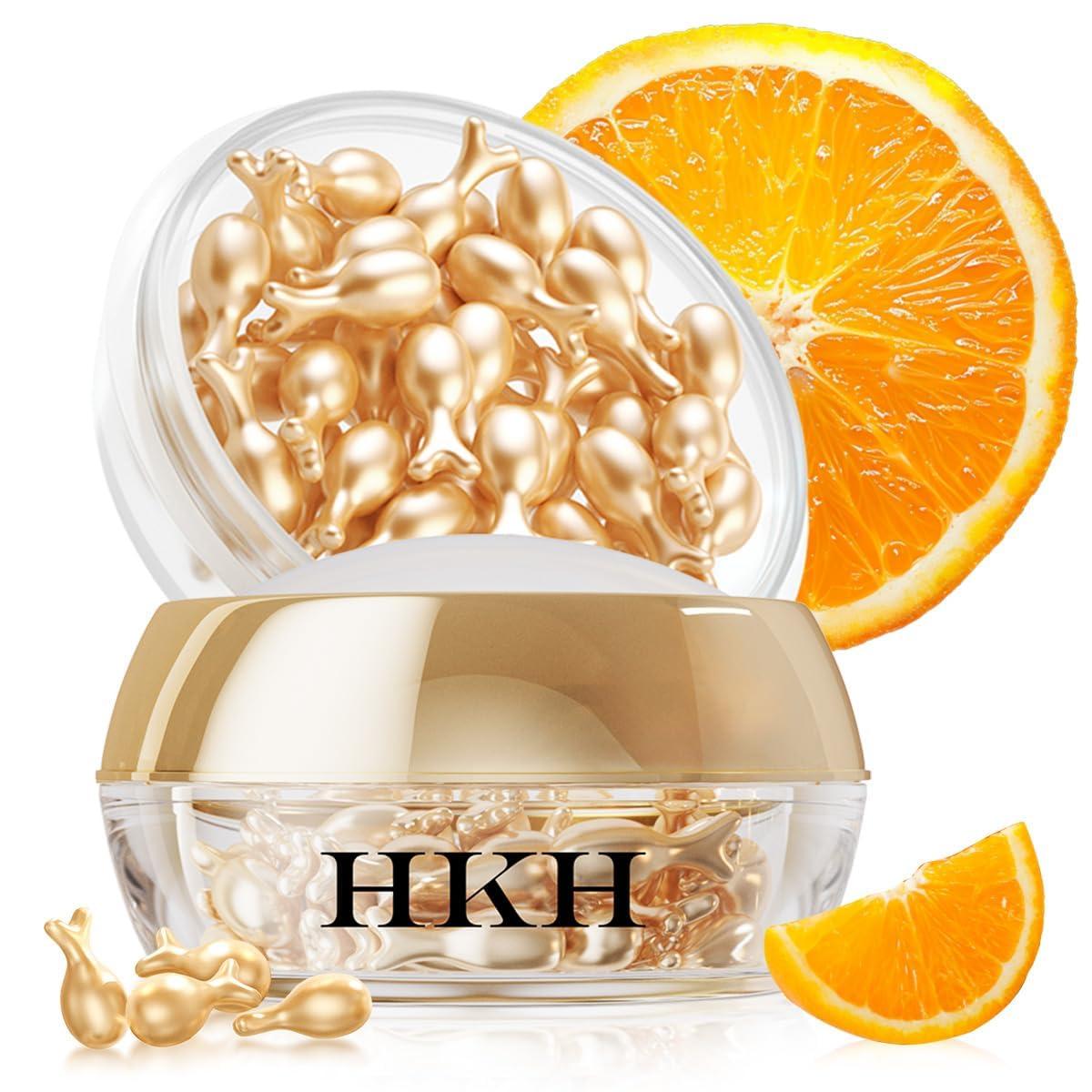 HKH HKH Vitamin C Super Serum for Face - Anti Aging Vitamin E Facial Serum Capsules with Niacinamide, Vit C Serum Oil for Women, Even Skin Tone, Reduce Wrinkles, Moisturise, Travel Friendly (38 Capsules)
