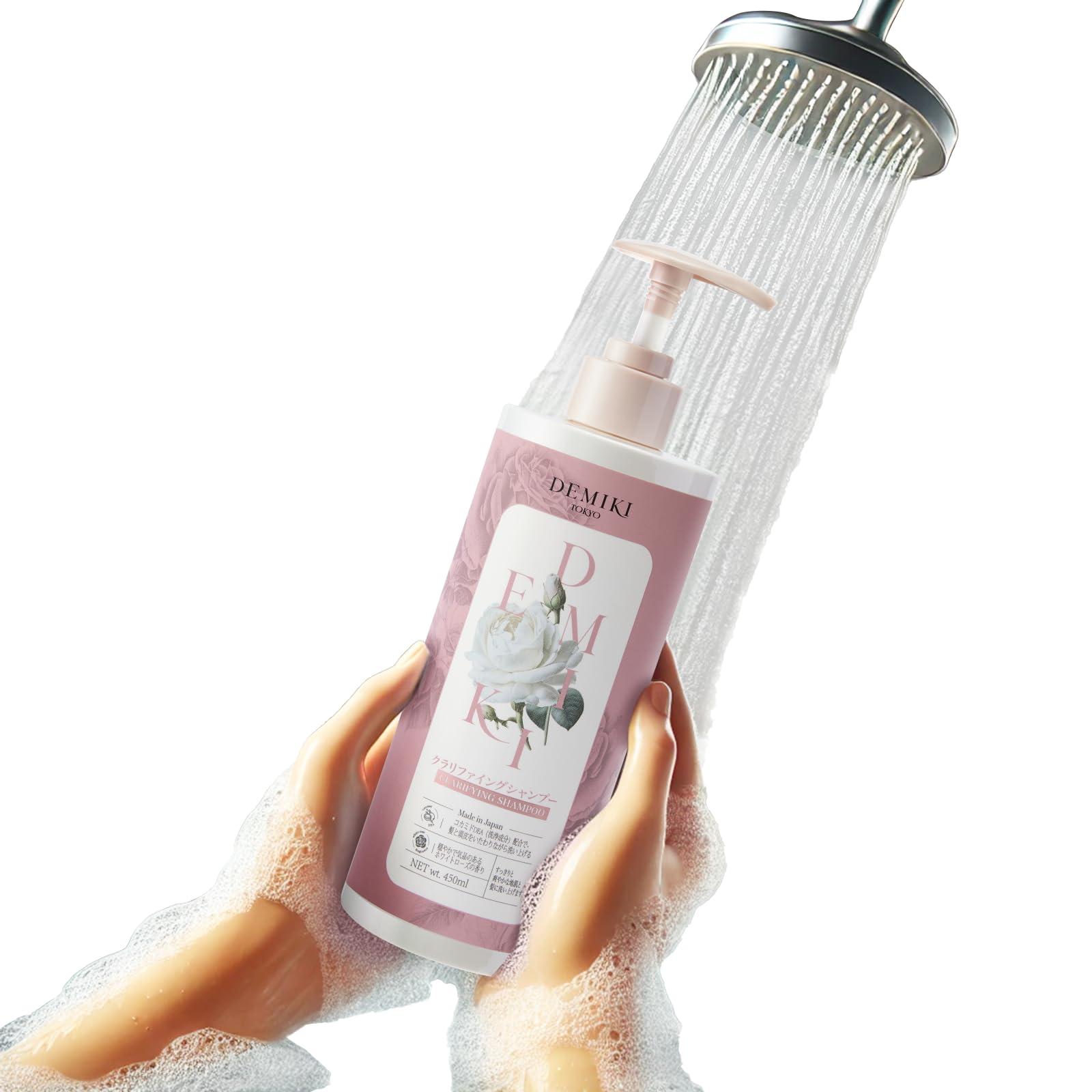 DEMIKI DEMIKI Japanese Shampoo for Women | Anti Dandruff Shampoo Sulfate Free for Oily Hair | Dye & Paraben Free | Organic Rose Scent | Clarifying, Moisturizing, Refreshing Natural Hair Care,16oz