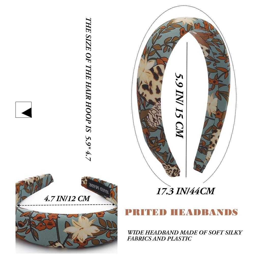 Sinalty Sinalty Printed Wide Headbands Boho Headband Padded Silk Hairbands Cute Beauty Fashion Hair Accessories for Women Pack of 2 (Elegant)