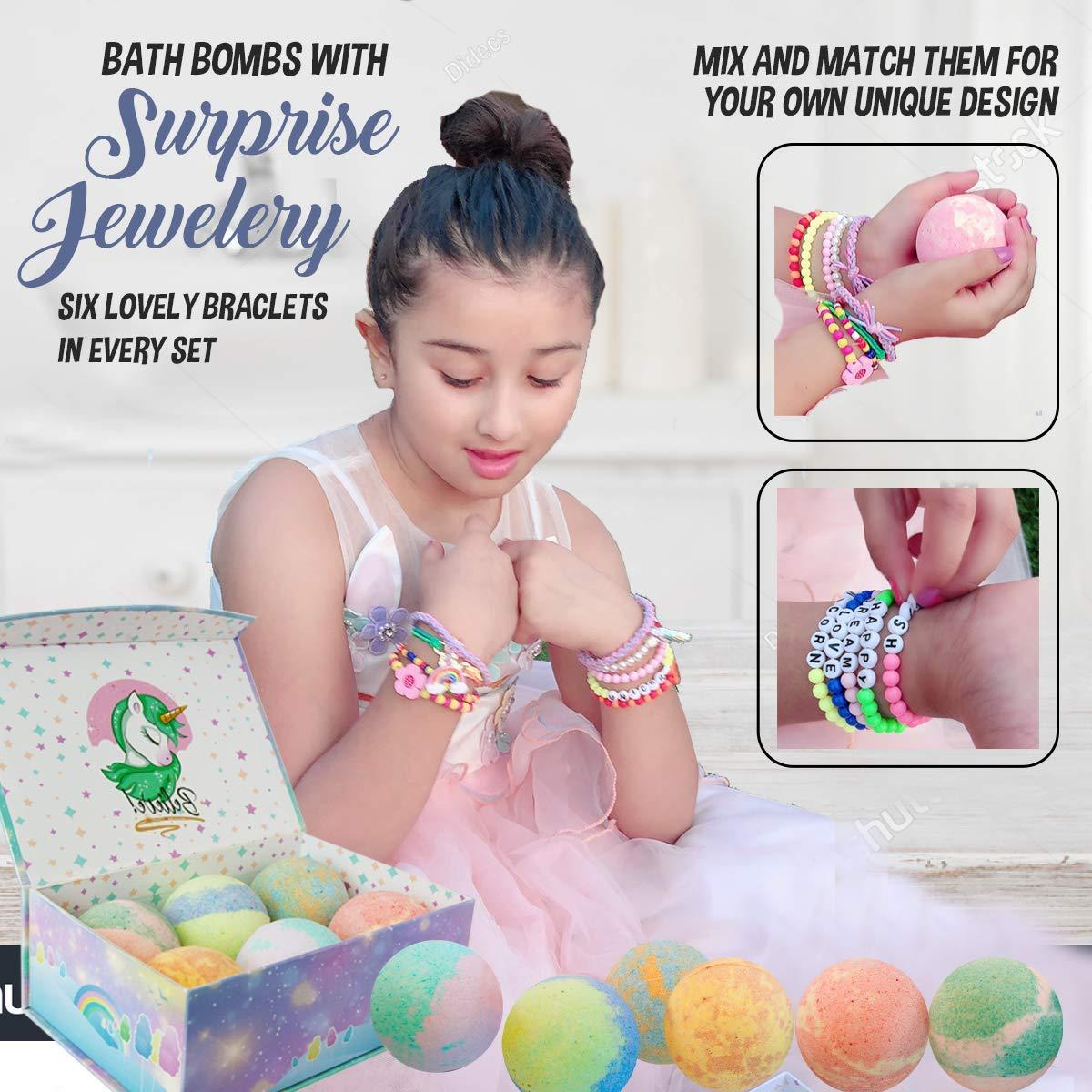 Mineral Me California Bath Bombs for Girls with Jewelry Inside - 6 Aromatherapy Bathbombs - Family Pack